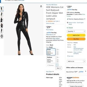 Women’s small Black Cat Suit Bodysuit